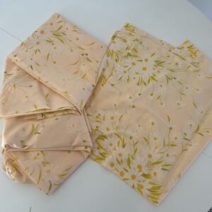 Morgan Jones‎ Vintage No Iron Percale Peach Color Daisy Floral Full Bed Sheets